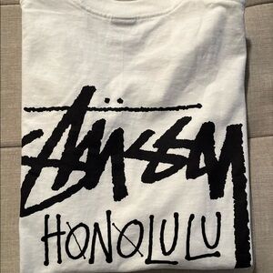 brand new white stussy tee shirt